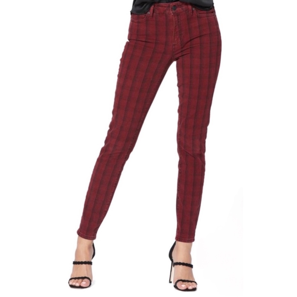 PAIGE Hoxton Tartan Plaid High Waist Skinny Jeans! - Picture 2 of 5